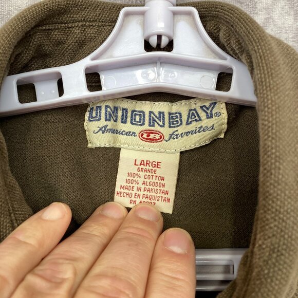 Vintage Union Bay Button Front Shirt Mens Large Brown Heavyweight Cotton Pockets - Picture 7 of 13